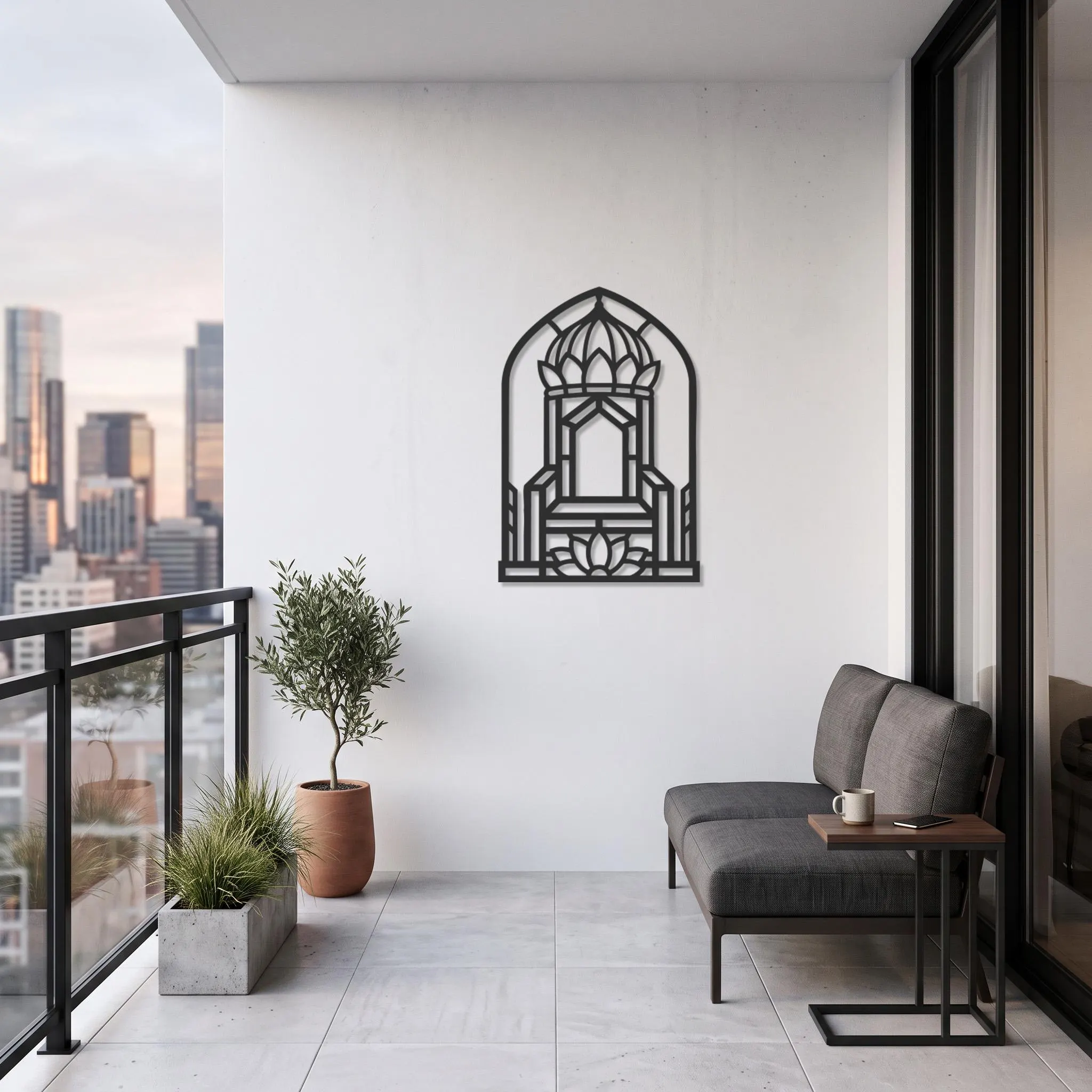 Islamic Arch Metal Wall Art, Mosque Architecture Decor, Geometric Wall Art, Ramadan Home Accent, Prayer Room Decor, Modern Office Art - image 3