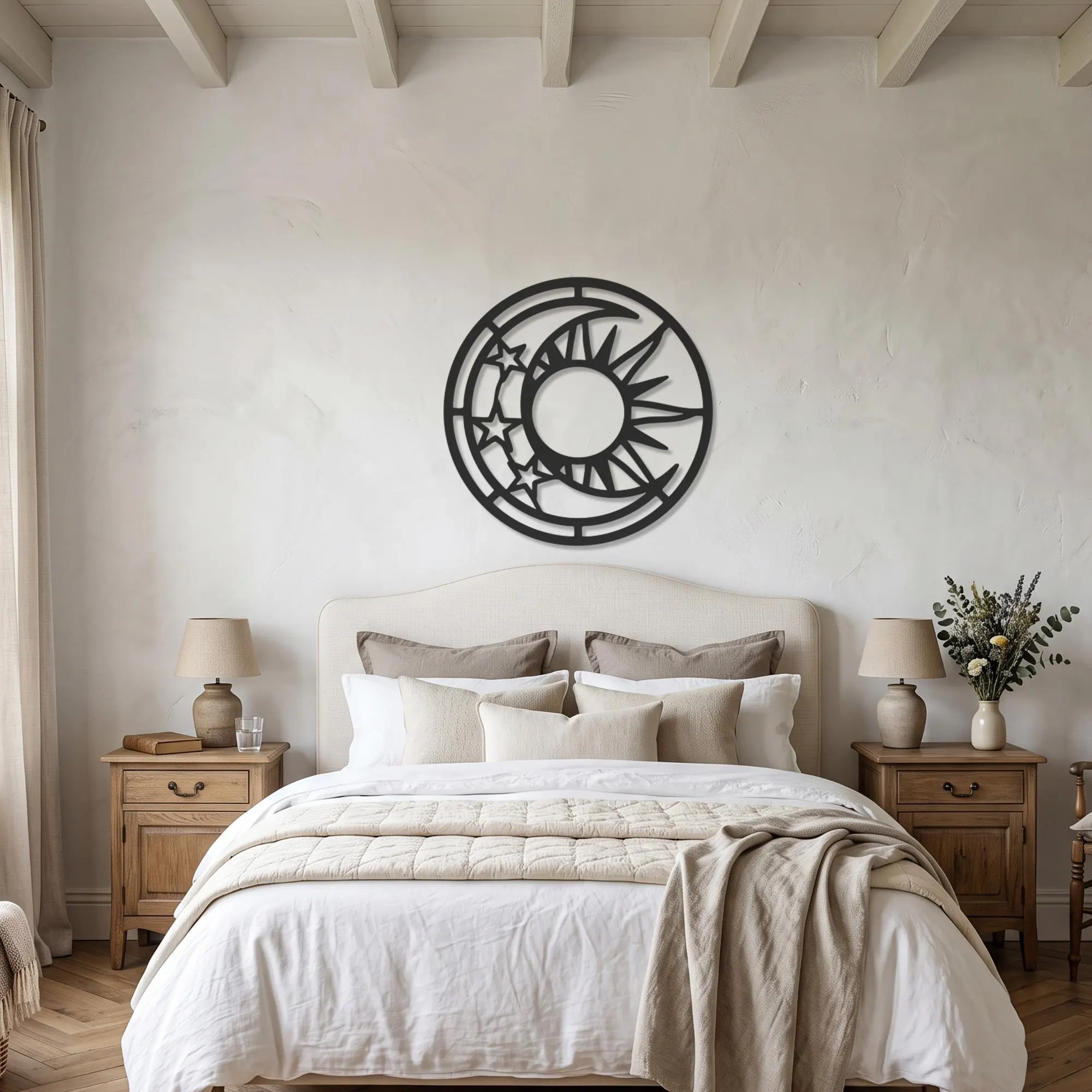 Sun Moon Metal Wall Art, Celestial Garden Decor, Star Wall Art, Boho Metal Decor, Astrology Home Accent, Outdoor Cosmic Wall Decor