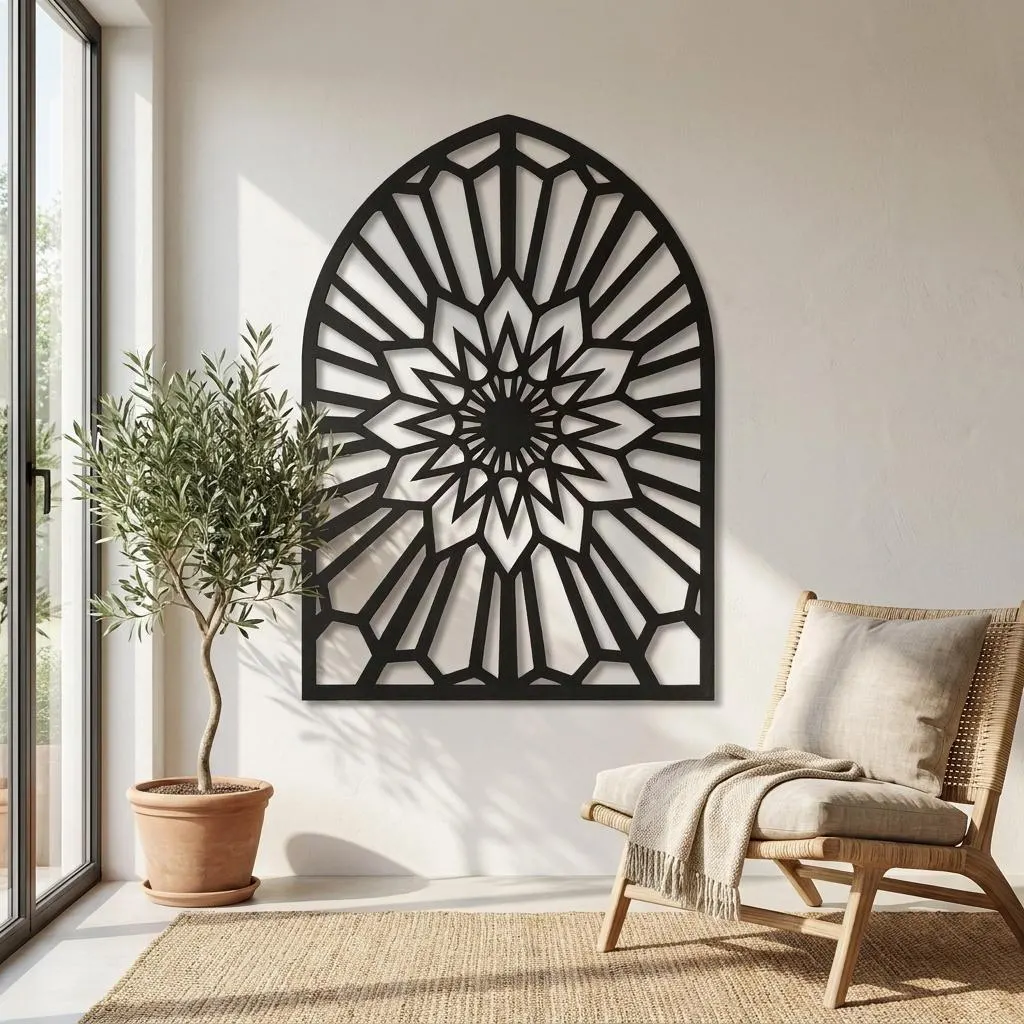 Mandala Metal Wall Art, Geometric Wall Decor, Arch Metal Art, Boho Metal Art, Modern Entryway Art, Gold Wall Art, Home Decor for Living Room