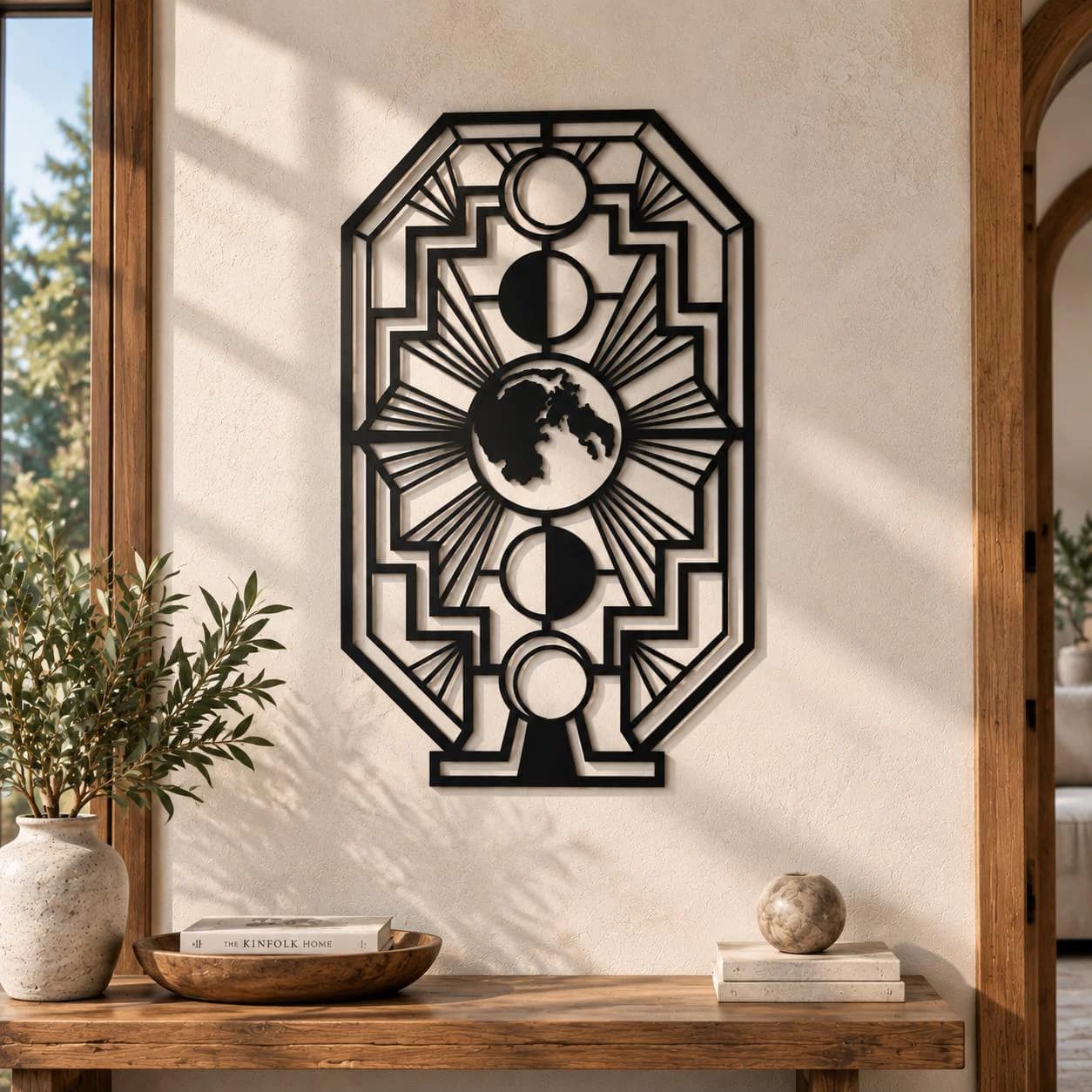 Moon Phase Metal Wall Art, Celestial Wall Decor, Lunar Phase Decor, Boho Metal Art, Astrology Decor, Modern Home Accent, Geometric Decor