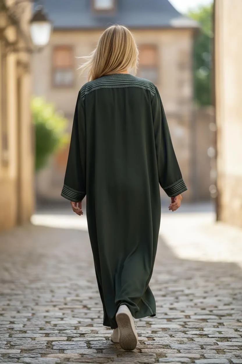 Dark Green Abaya Artizana Style - image 3