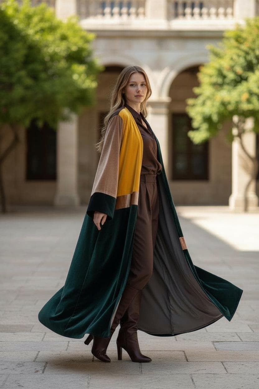 Luxury Color-Block Velvet lined Cardigan - image 3