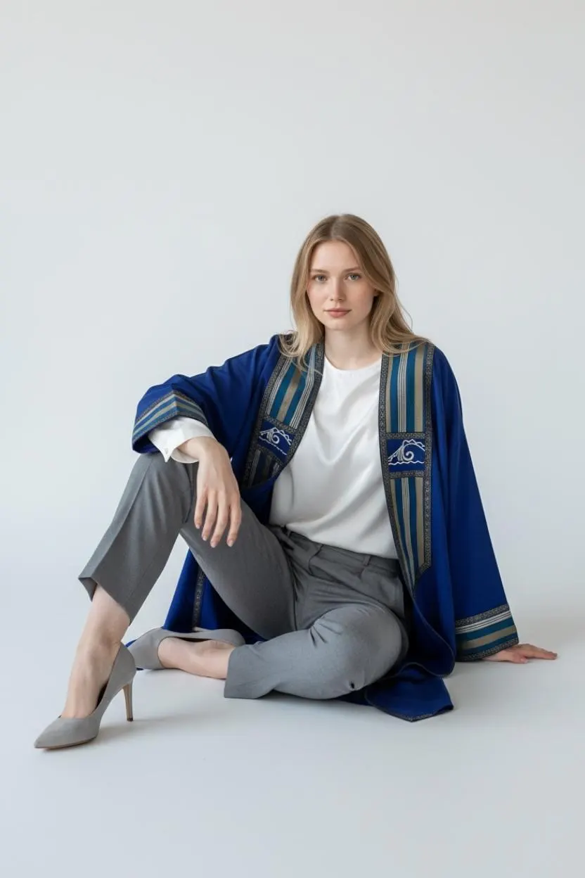 Vive blue Abaya Artizana style - image 2