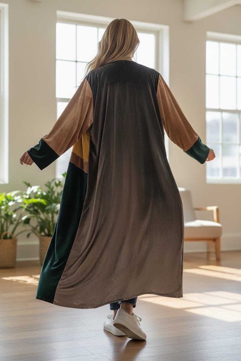 Luxury Color-Block Velvet lined Cardigan - image 4