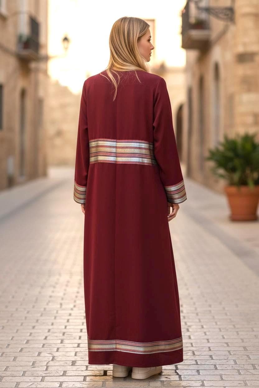 Burgundy Abaya with Saya – Handmade Modern Style - image 4