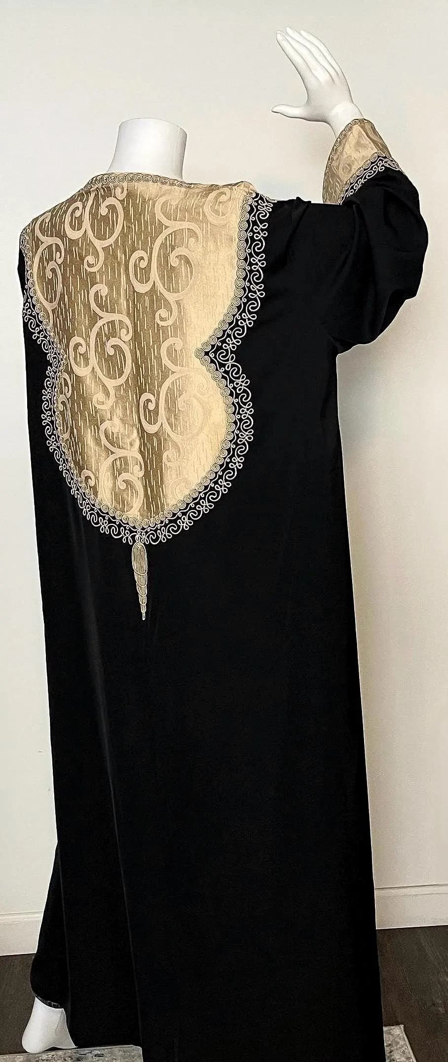 Luxury Chic Black /Ivory panels Open Abaya with handmade embroidery - image 5