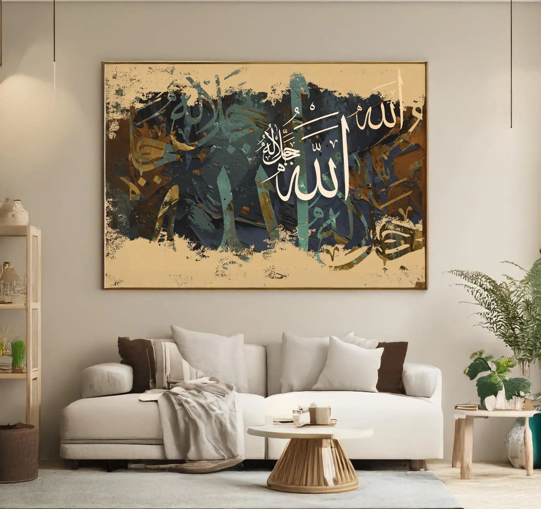 Arabic Calligraphy Allah - Modern Islamic Wall Art (50x70 cm PDF Digital Download