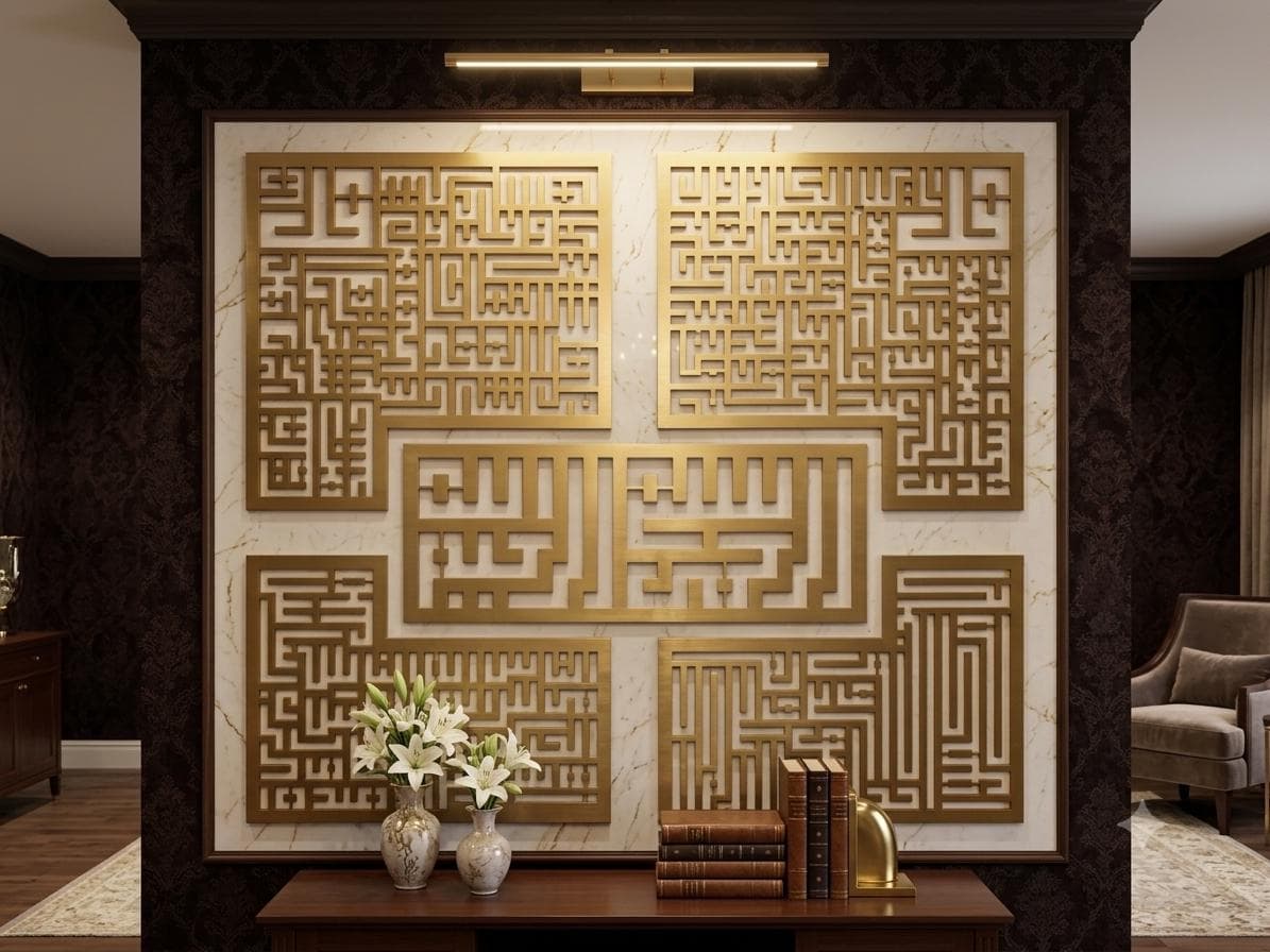 Kufi 4 Qul Islamic Wall Art SVG Bundle | Four Quls Kufic Calligraphy Laser Cut Files | DXF PDF eps png Ai | cnc Glowforge xTool - image 5