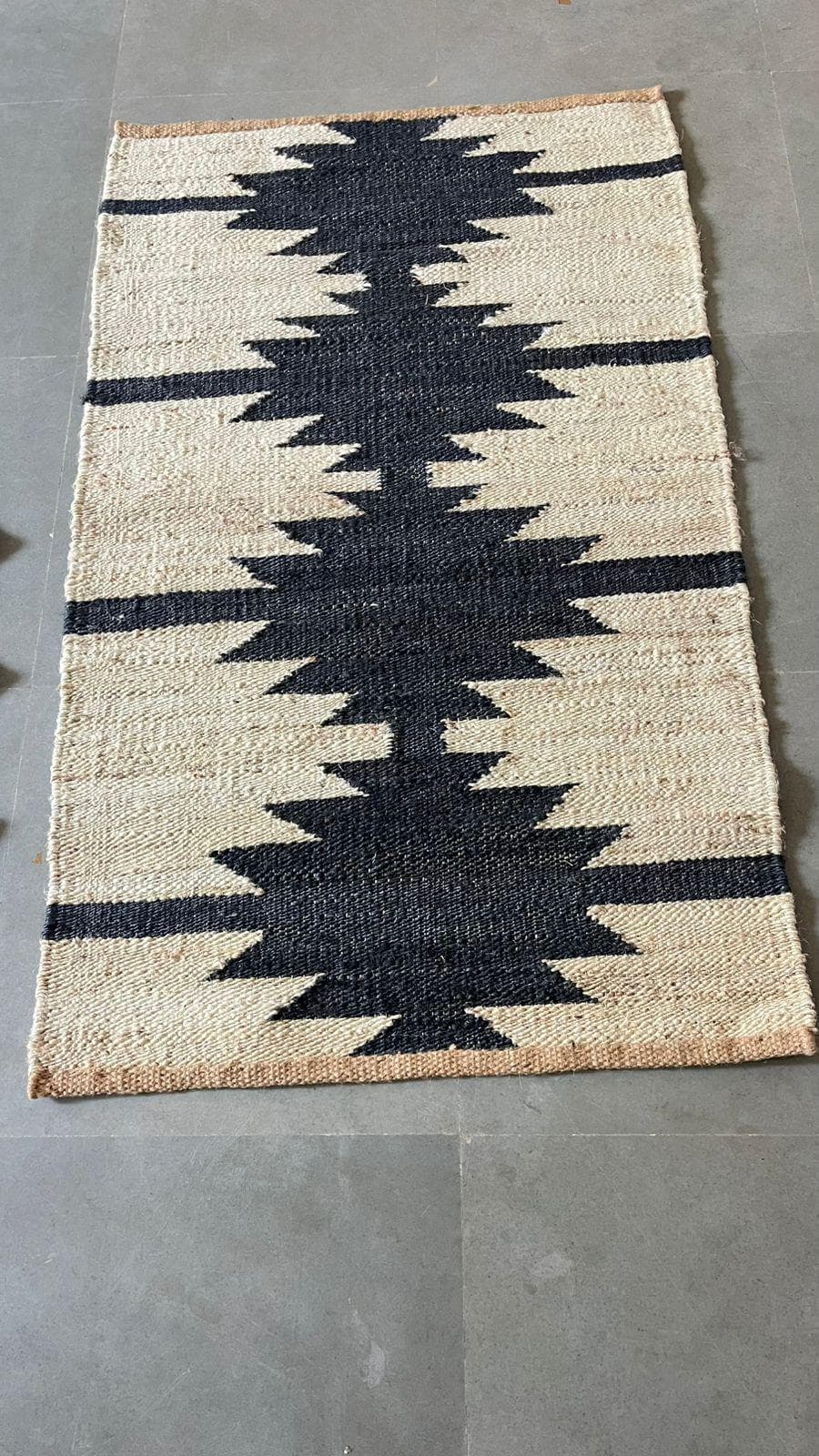 Boho Jute Runner Rug, Black Tribal Hallway Runner, Handwoven Wool Jute Carpet, Farmhouse Entryway Rug, Southwestern Kitchen Runner, hall rug - image 3