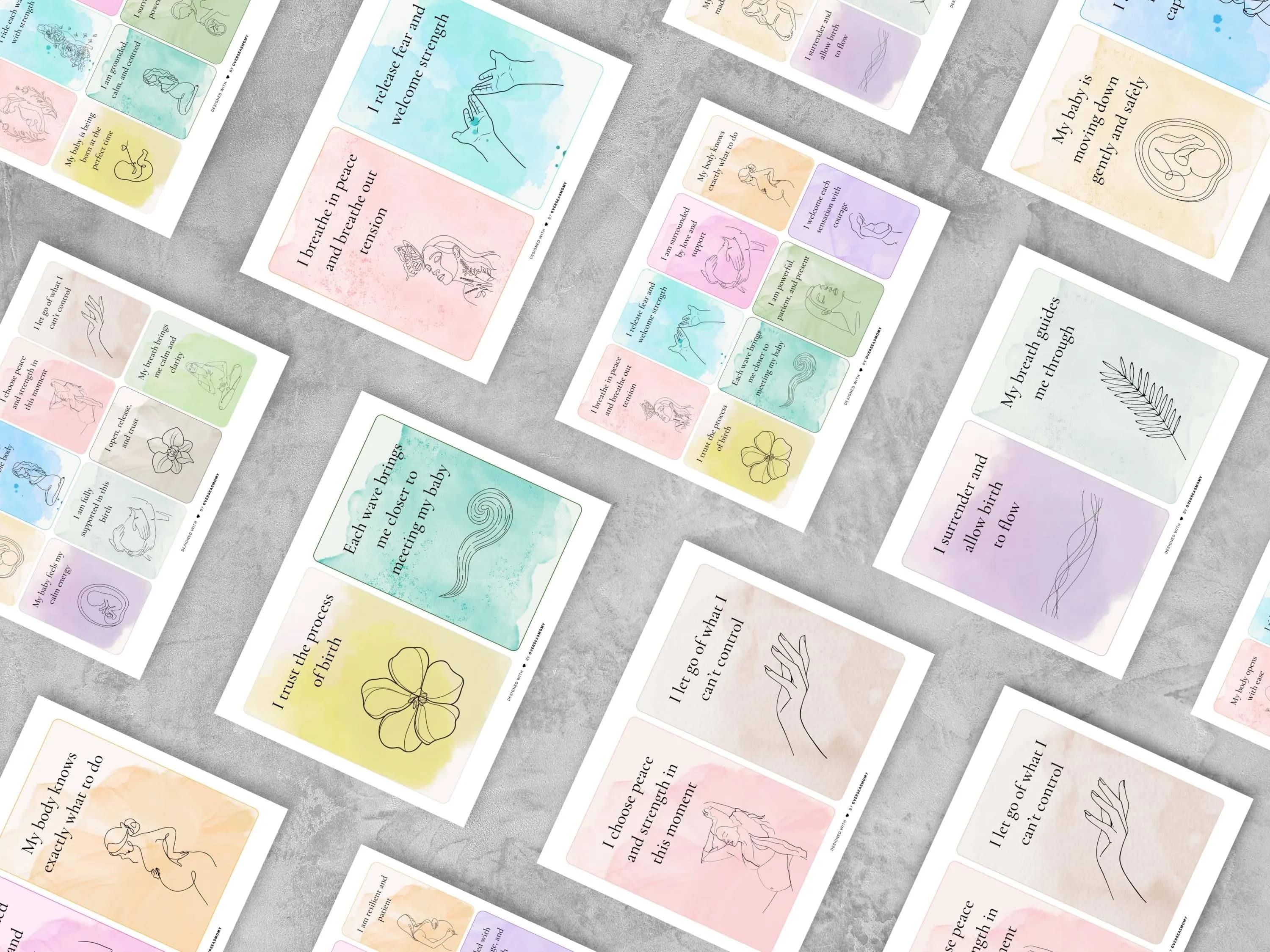 Positive Birth Affirmation Cards: Boho Watercolor Design (Digital Download) - image 3