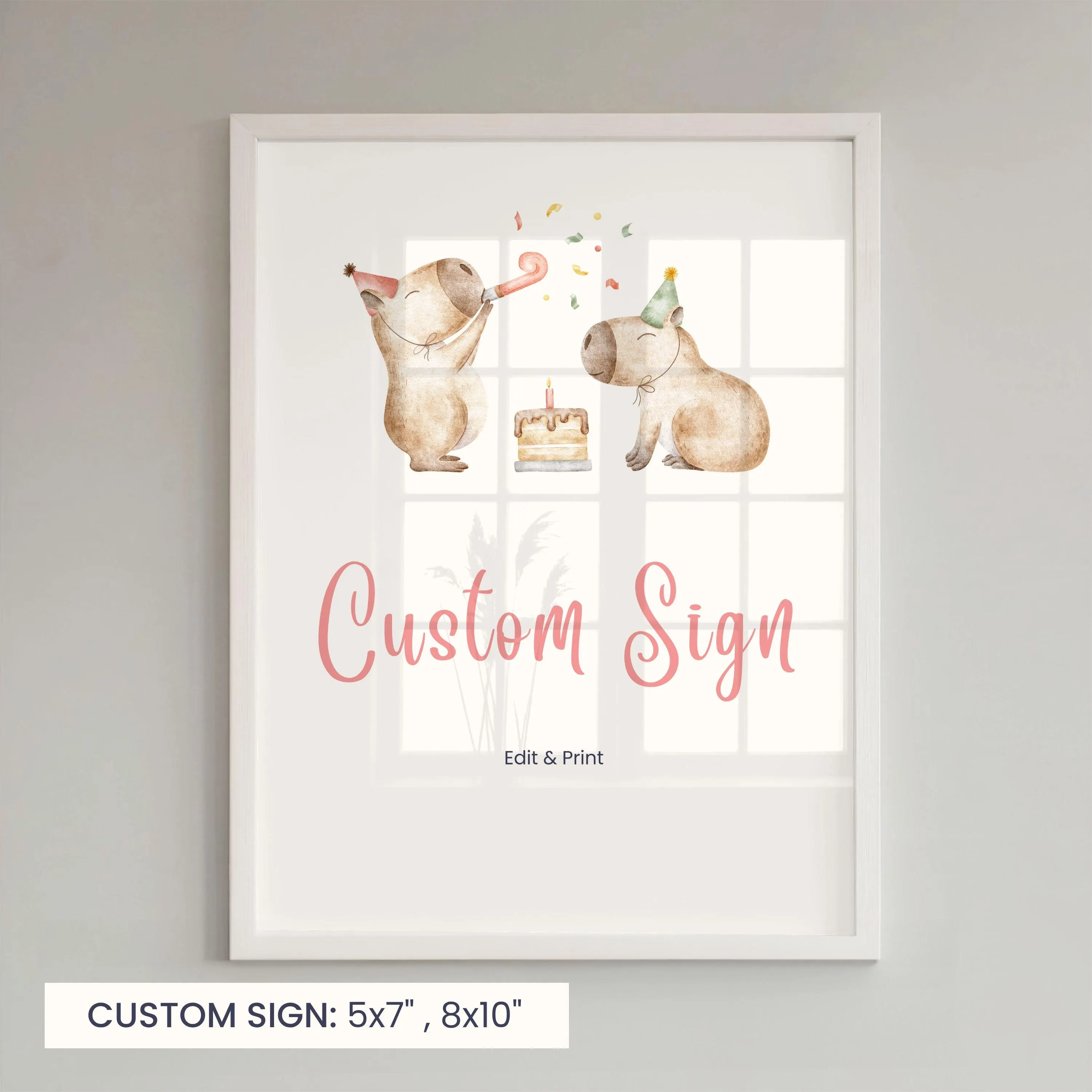 Capybara Custom Sign | Capy Girl Birthday Party Sign | 1st Birthday Decoration | Editable Canva Template | Instant Download - image 3