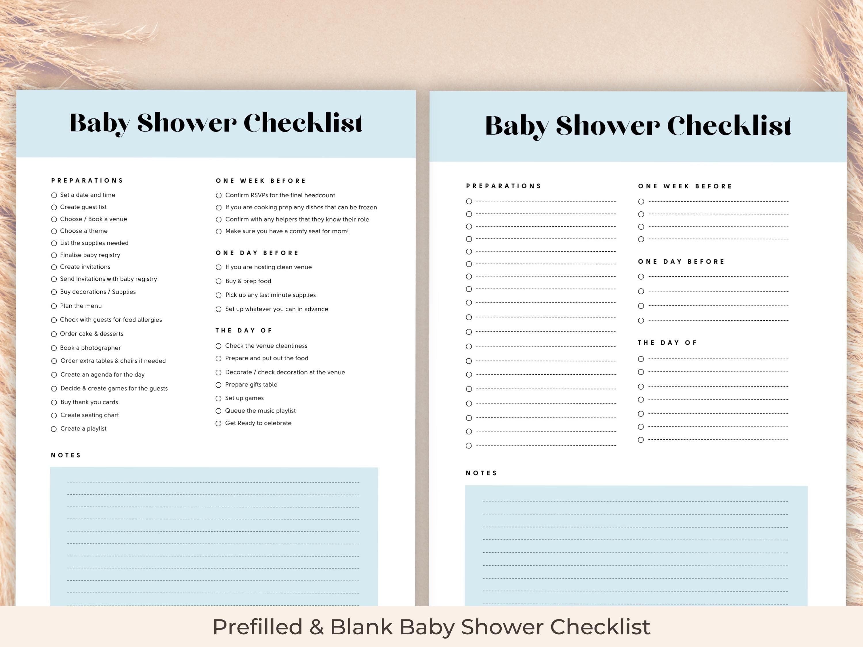 Blue Baby Shower Planner Bundle: Checklist, Budget, Guest List (PDF Download) - image 3