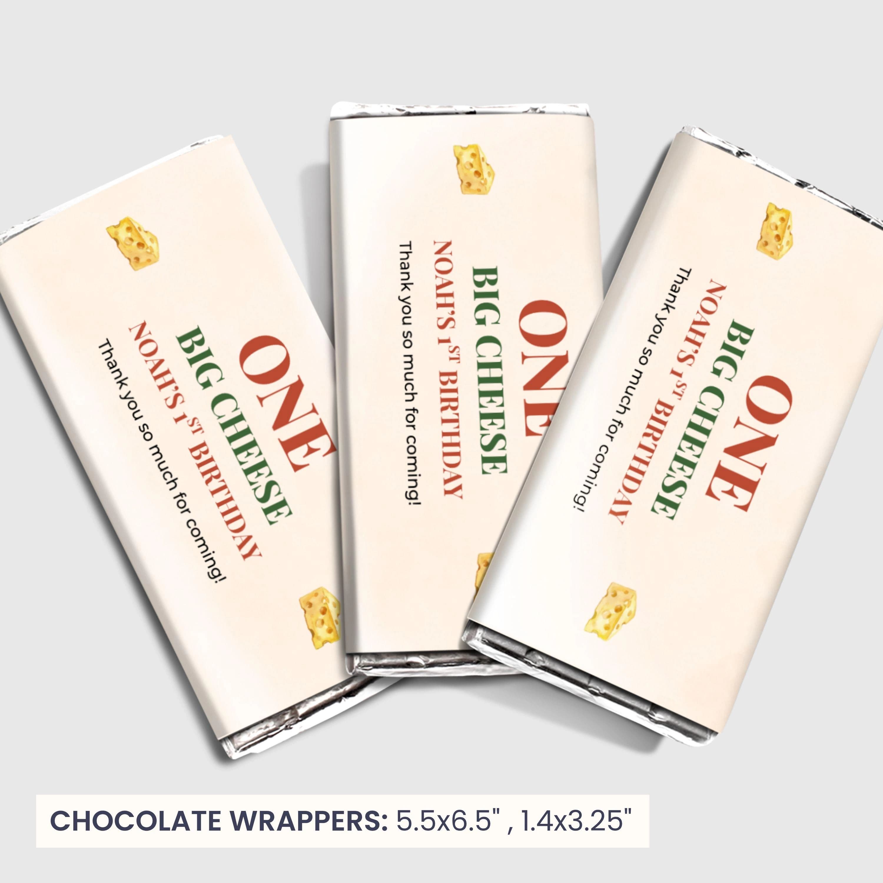 One Big Cheese Chocolate Wrapper | Boy 1st Birthday Party Favor | Charcuterie | Editable Canva Template | Instant Download - image 3