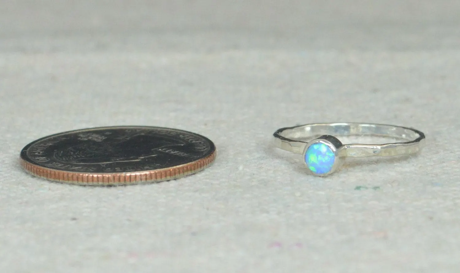 Sterling Silver Light Blue Opal Ring, October Birthstone - image 5