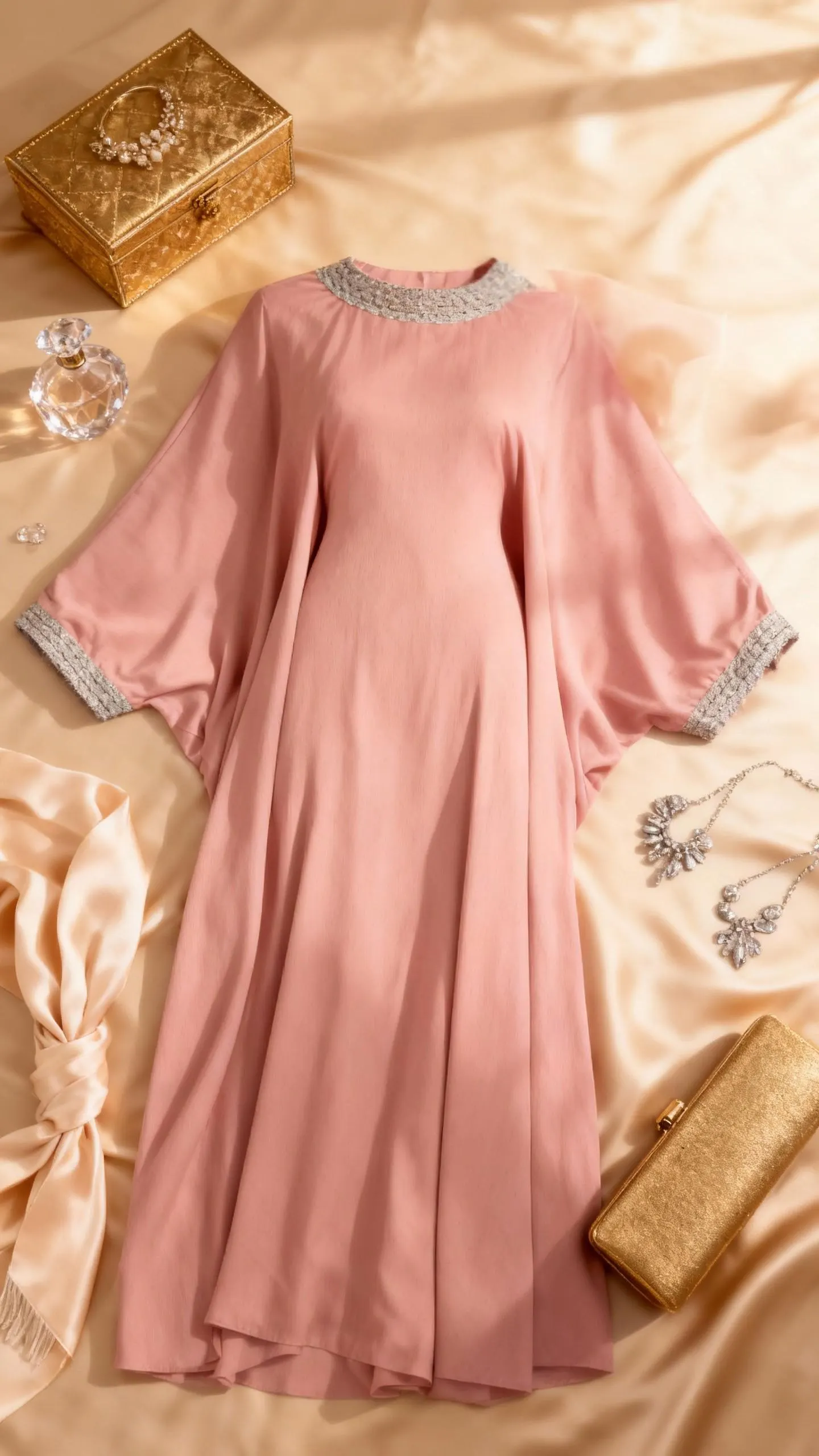 Pink Embroidered Abaya Dress, Luxury Kaftan Gown, Modest Evening Dress, Ramadan Eid Outfit, Wedding Guest Dress - image 2