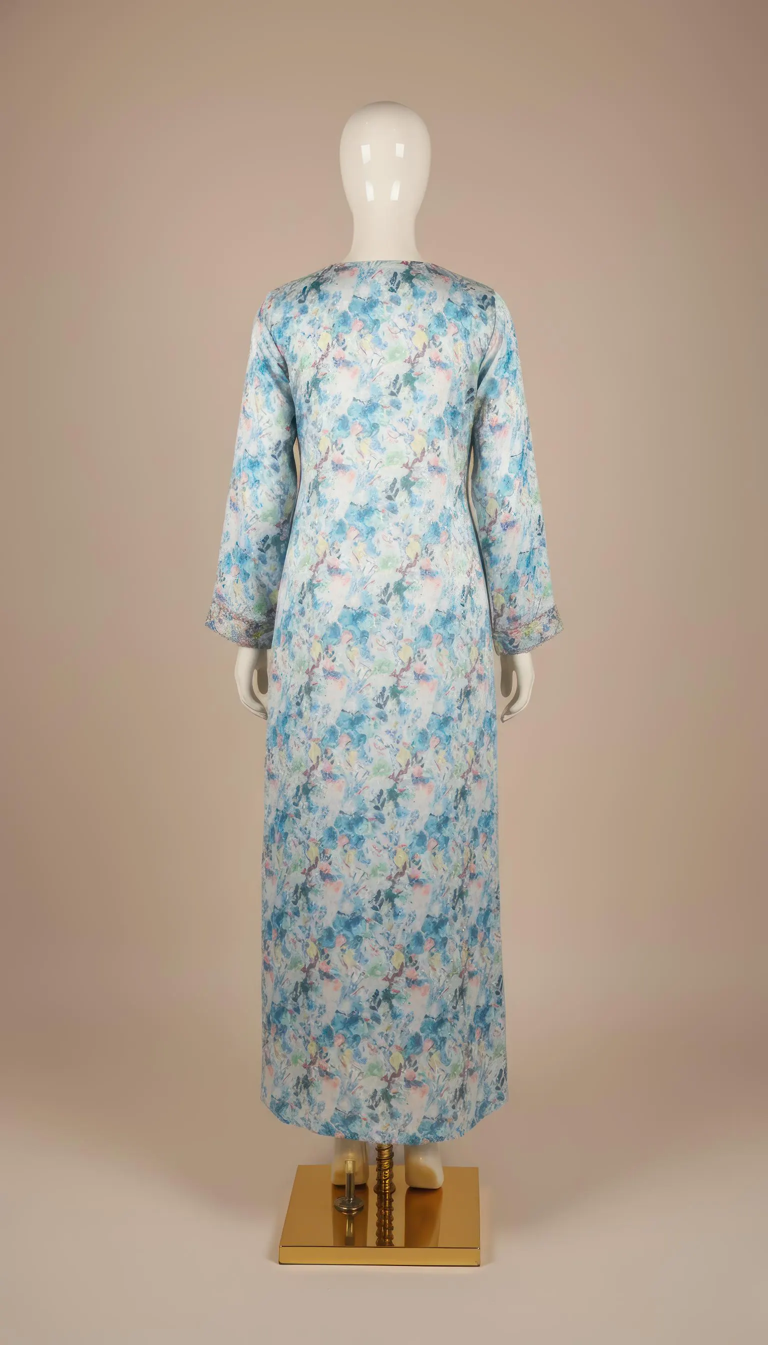 Luxury Blue Floral Abaya Dress with Colorful Embroidery | Kaftan Style Modest Gown for Eid, Ramadan & Wedding Guest - image 3