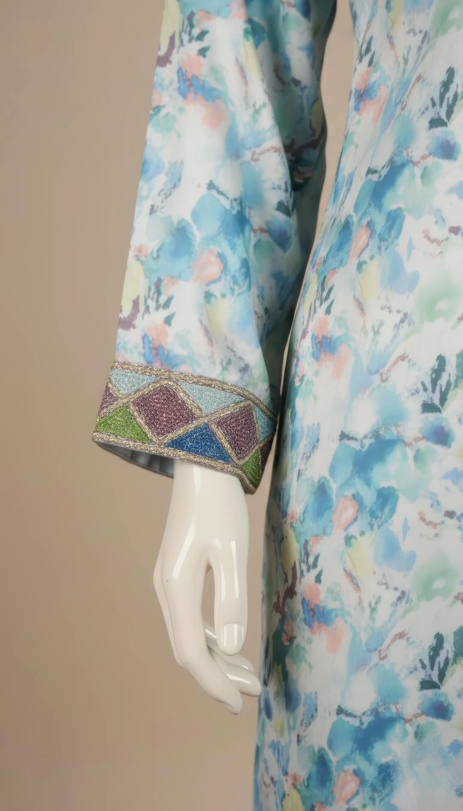 Luxury Blue Floral Abaya Dress with Colorful Embroidery | Kaftan Style Modest Gown for Eid, Ramadan & Wedding Guest - image 5