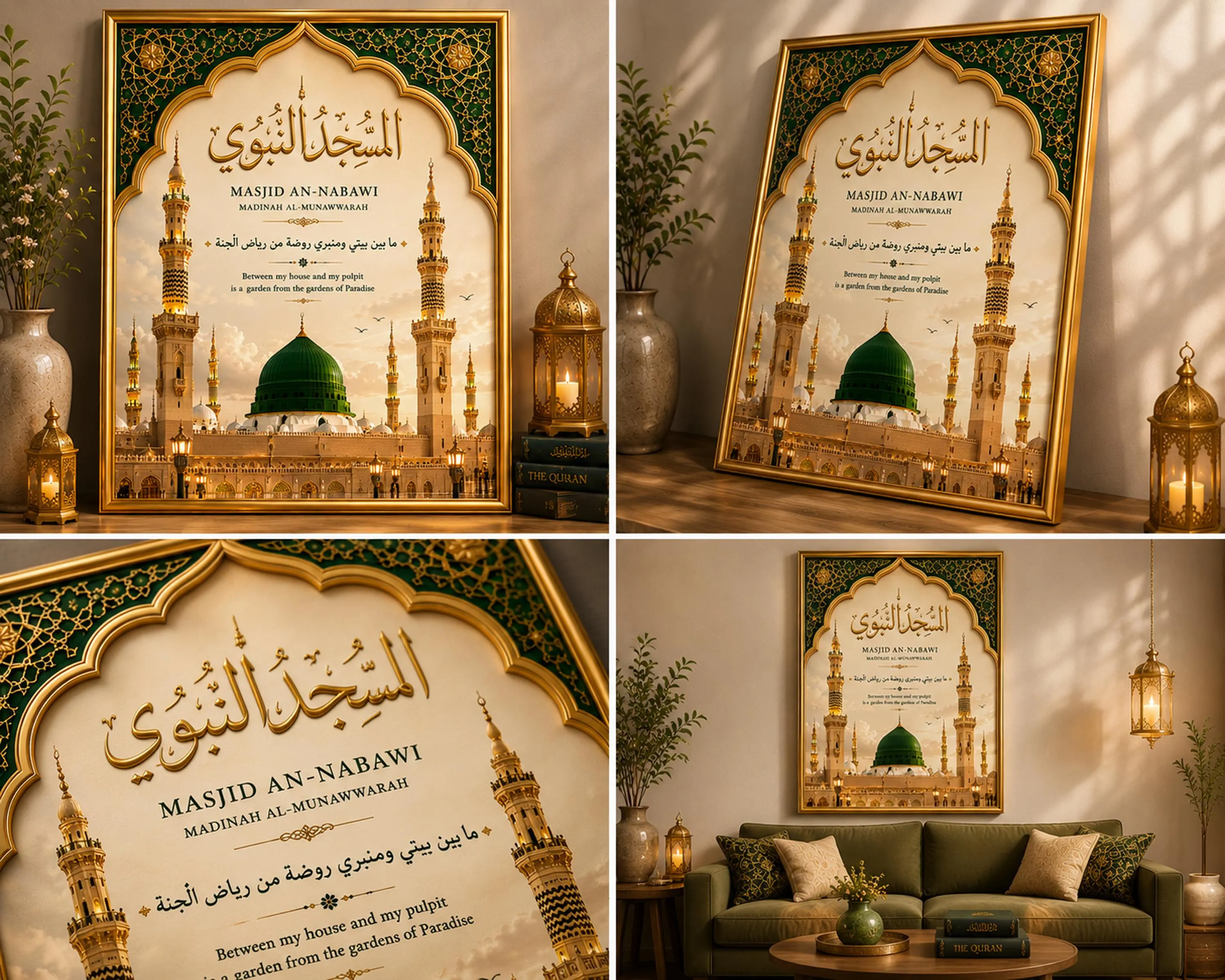Masjid An-Nabawi Wall Art, Green Dome Islamic Print, Madinah Mosque Decor (Digital Download) - image 3