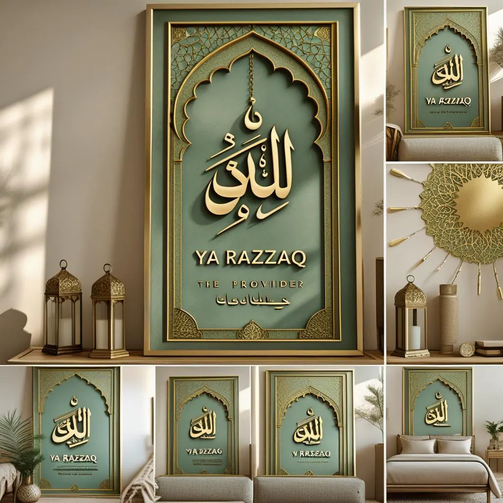 Ya Razzaq Islamic Wall Art | Sage Green Arabic Calligraphy (Digital Download) - image 5