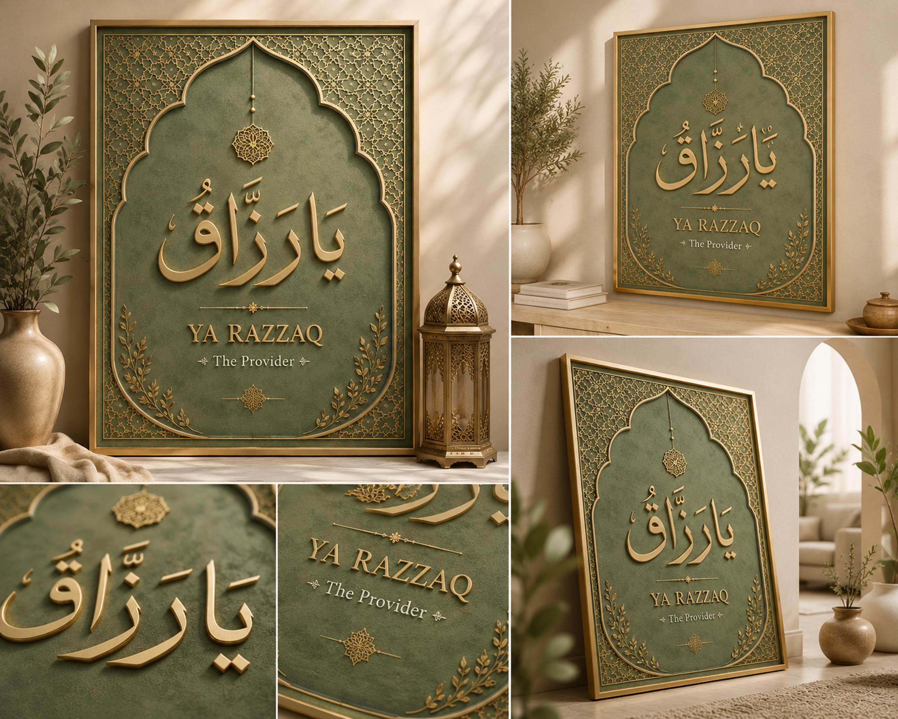 Ya Razzaq Islamic Wall Art | Sage Green Arabic Calligraphy (Digital Download) - image 4
