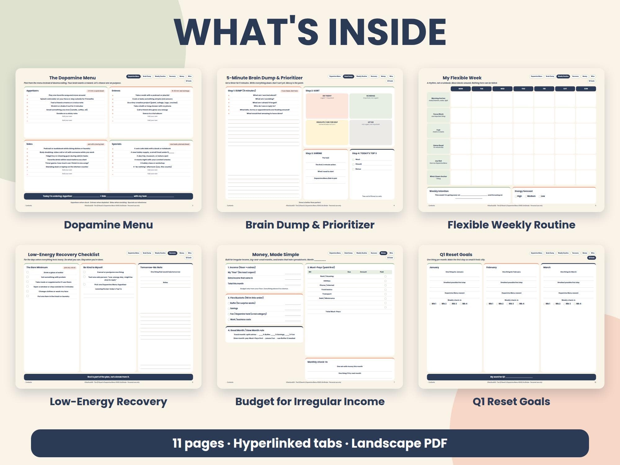 ADHD Digital Planner 2027 GoodNotes Life Binder, Dopamine Menu Template, Daily Weekly Tracker, ADHD Burnout Recovery PDF - image 4