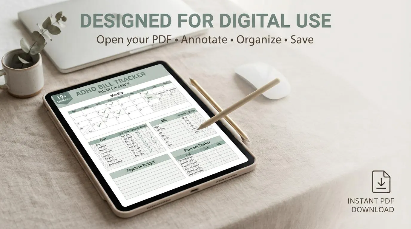 ADHD Bill Tracker , Budget Planner Printable ,Digital | Subscription & Due Date Financial Organizer for PDF ,GoodNotes - image 2