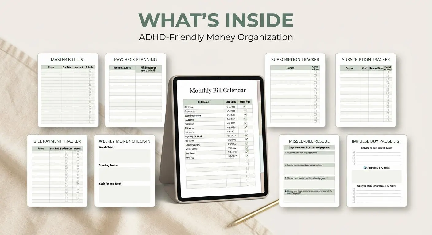 ADHD Bill Tracker , Budget Planner Printable ,Digital | Subscription & Due Date Financial Organizer for PDF ,GoodNotes - image 3