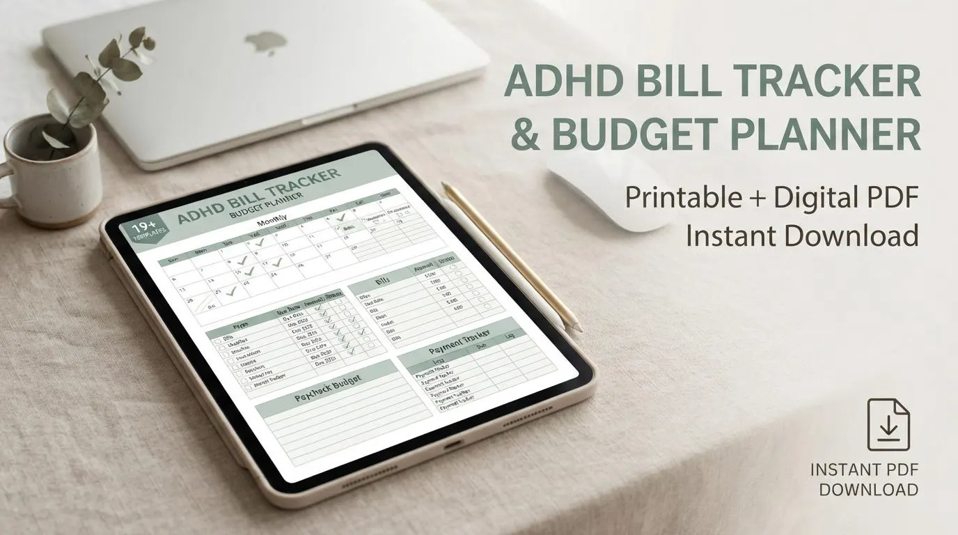 ADHD Bill Tracker , Budget Planner Printable ,Digital | Subscription & Due Date Financial Organizer for PDF ,GoodNotes