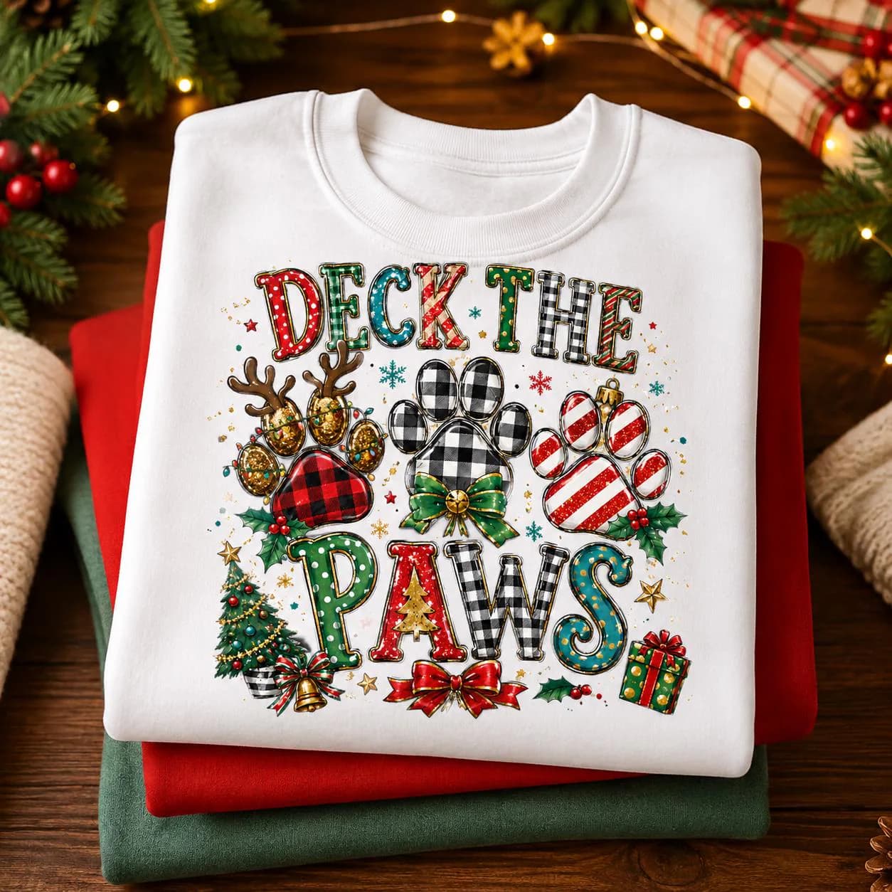 Deck The Paws Christmas PNG: Dog Lover Holiday Shirt Design (Digital Download) - image 3
