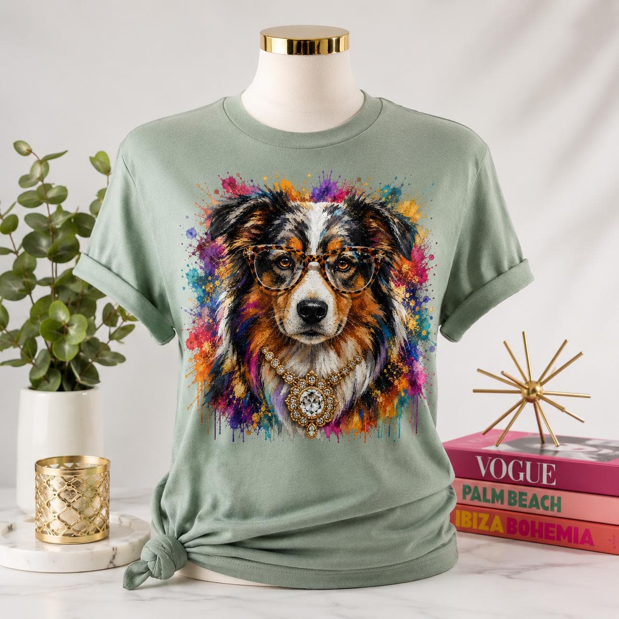 Glam Dog PNG, Colorful Pet Lover Sublimation Design, Dog With Glasses Clipart (Digital Download) - image 3