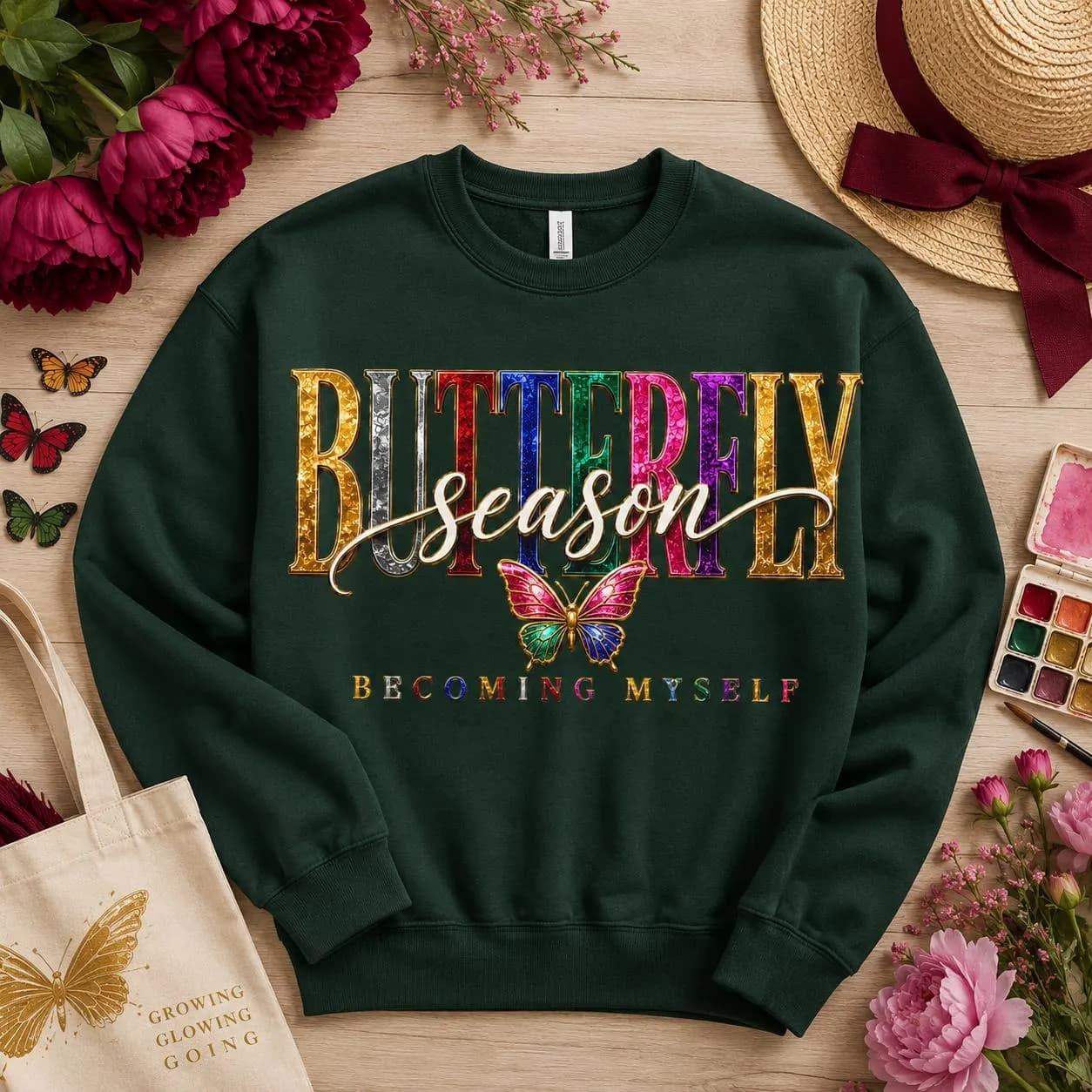 Butterfly Season PNG | Becoming Myself Inspirational Sublimation Design (Digital Download) - image 4