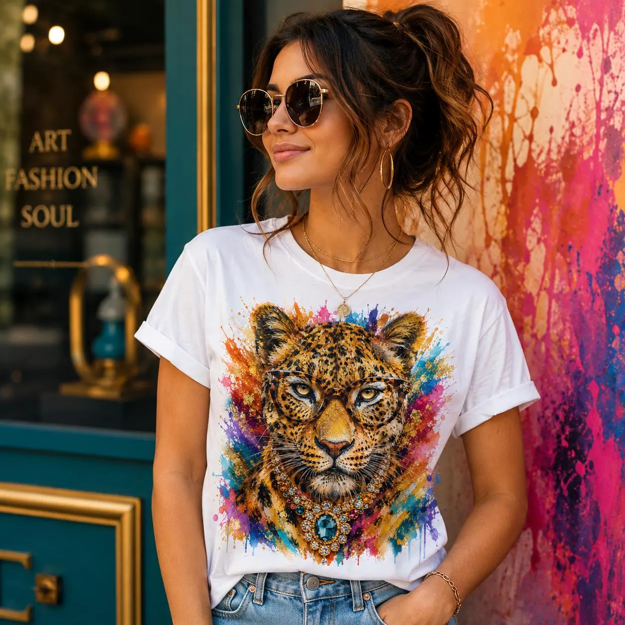 Glam Leopard PNG, Fashion Animal Face, Cheetah Sublimation Design (Digital Download) - image 4
