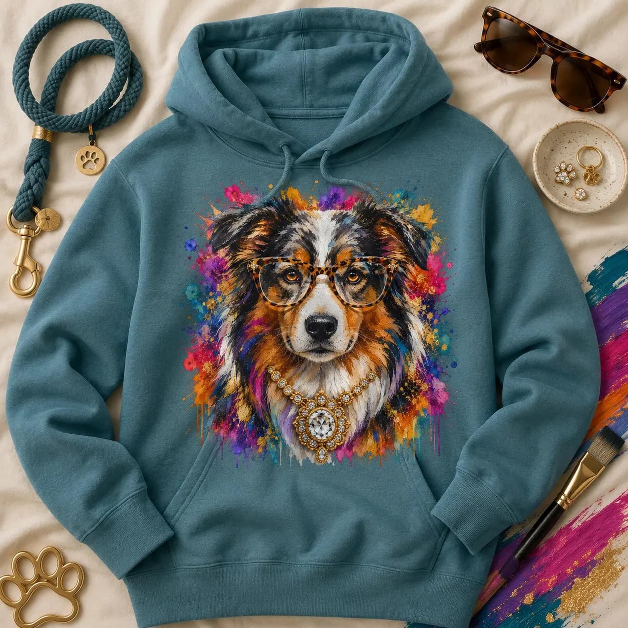 Glam Dog PNG, Colorful Pet Lover Sublimation Design, Dog With Glasses Clipart (Digital Download) - image 5