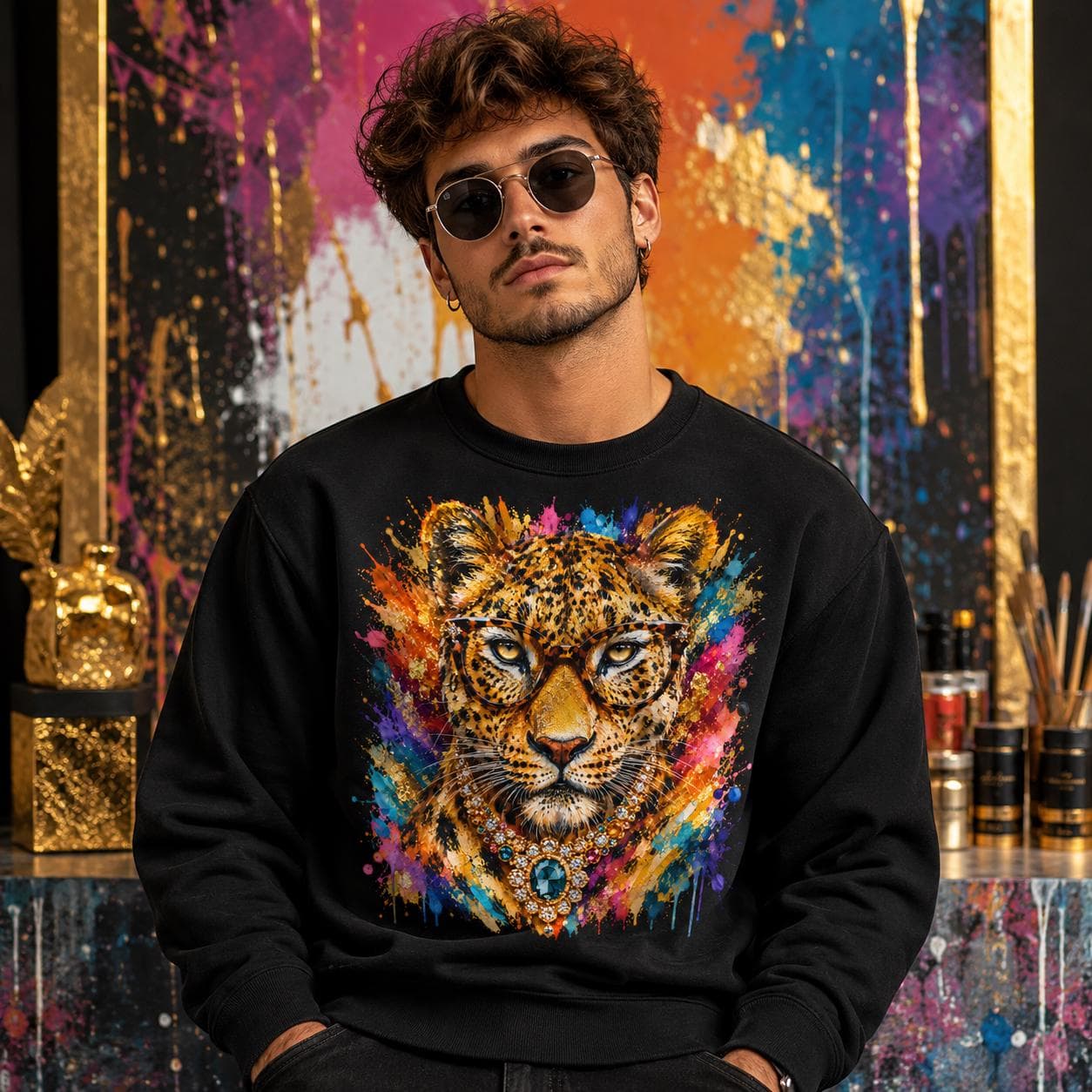 Glam Leopard PNG, Fashion Animal Face, Cheetah Sublimation Design (Digital Download) - image 3