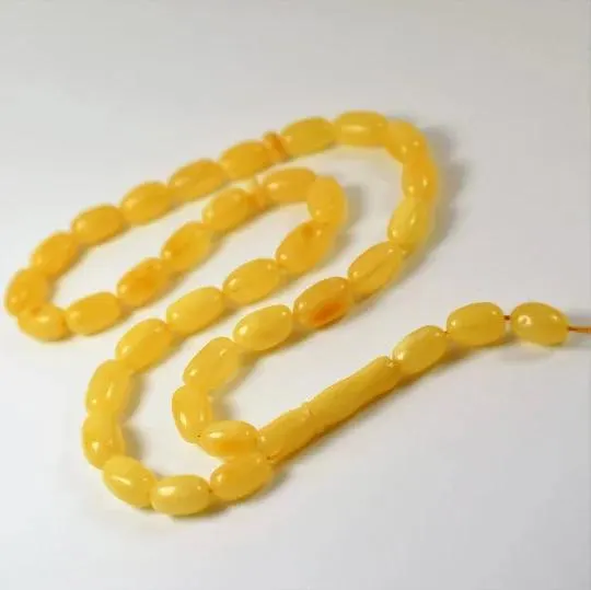 Unique Amber Rosary – 33 Handmade Prayer Beads, Baltic Amber Tasbih