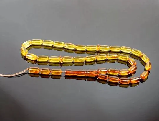 Elegant Amber Rosary – 33 Natural Prayer Beads, Unique Handmade Gift