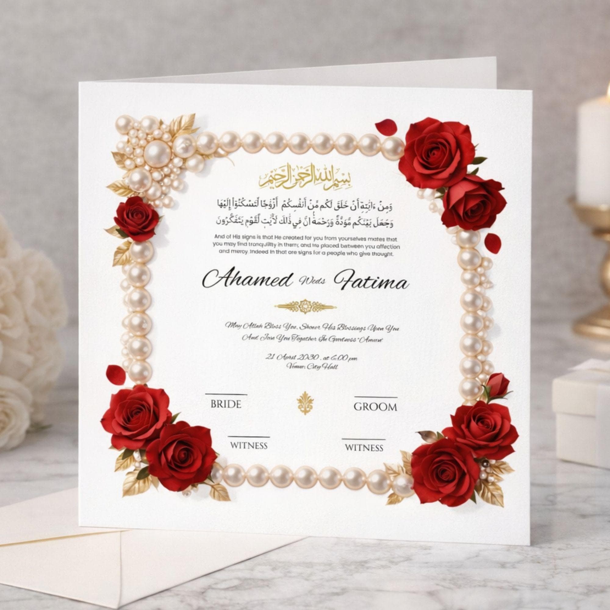 Luxury Nikkah Certificate Template| Editable Islamic Nikah Nama| Gold Wedding Contract, Muslim Marriage PDF| Floral Frame Set PNG JPG - image 4