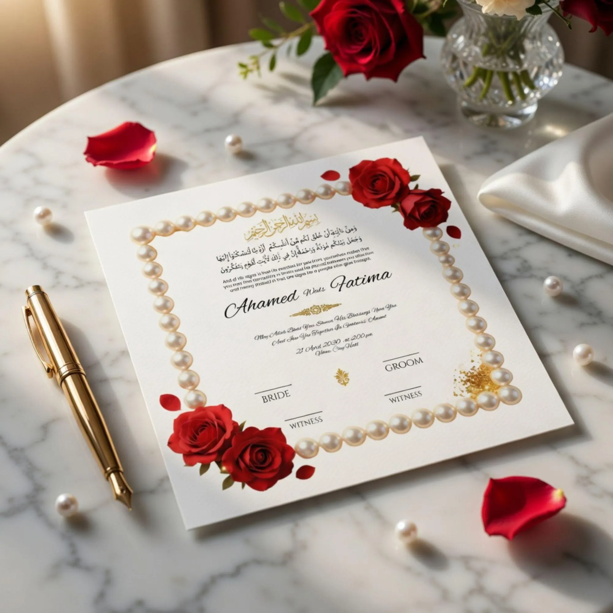 Luxury Nikkah Certificate Template| Editable Islamic Nikah Nama| Gold Wedding Contract, Muslim Marriage PDF| Floral Frame Set PNG JPG - image 5
