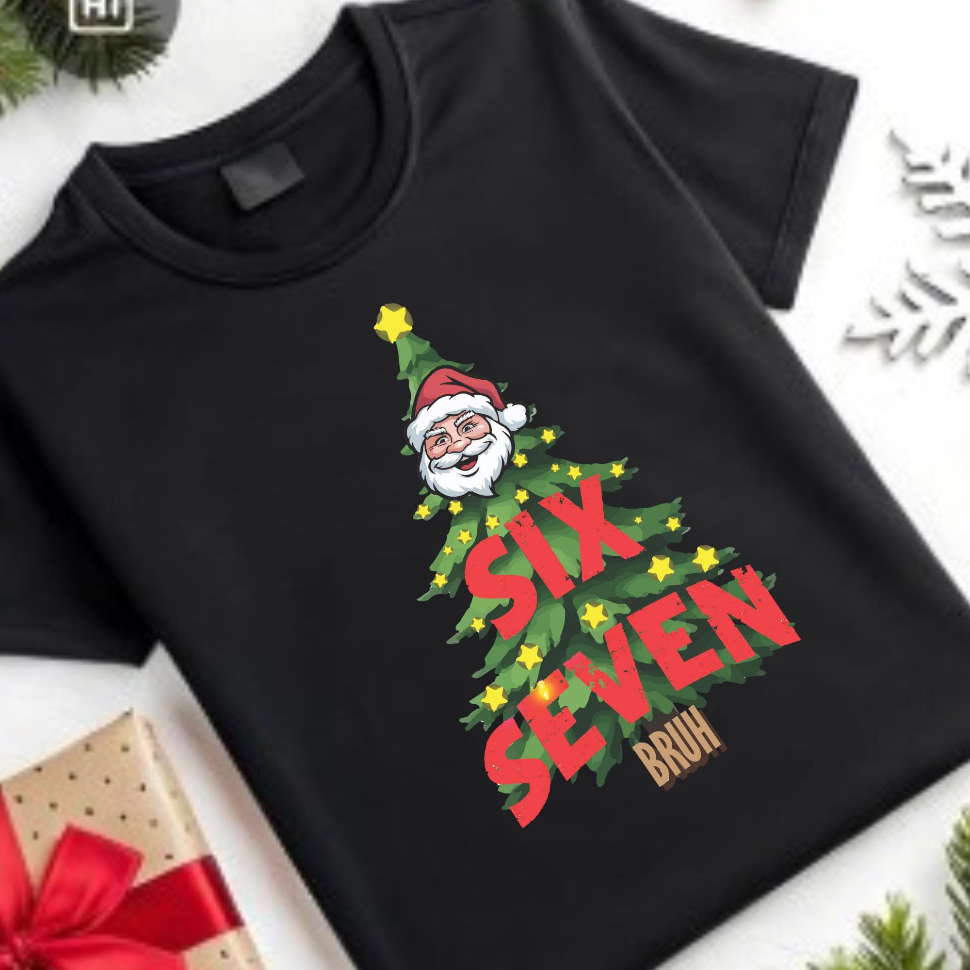 Funny Santa Christmas Tree SVG PNG, Six Seven Bruh Christmas Shirt Design, Funny Holiday Cut File, Cricut Sublimation, Digital Download - image 5