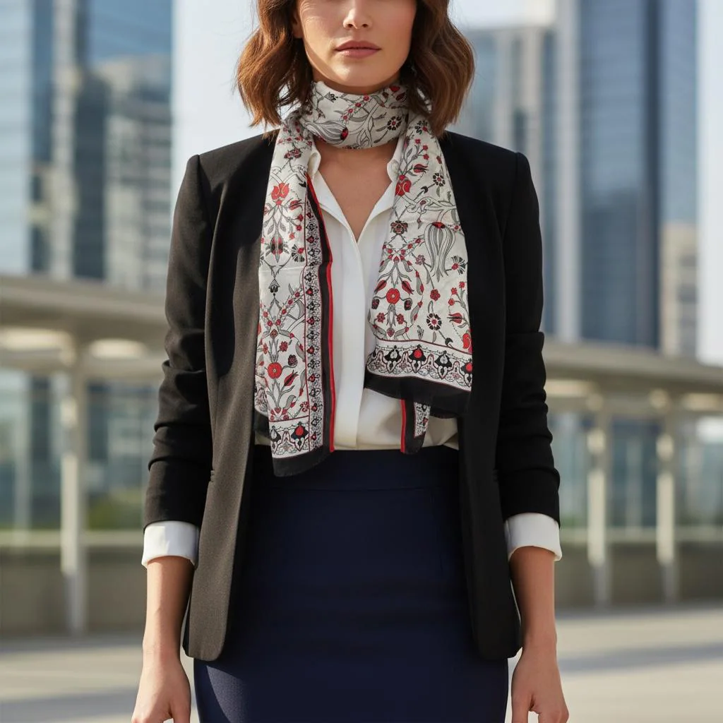 Bursa Silk Scarf – Traditional Turkish Floral Art, Lightweight