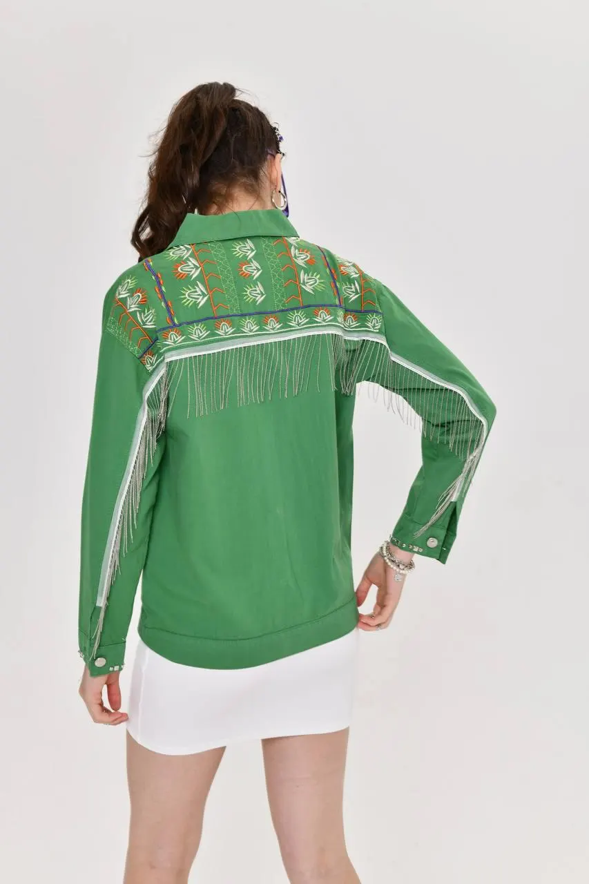 Embroidered Cotton Fringe Jacket | Sparkling Boho Festival Coat - image 3