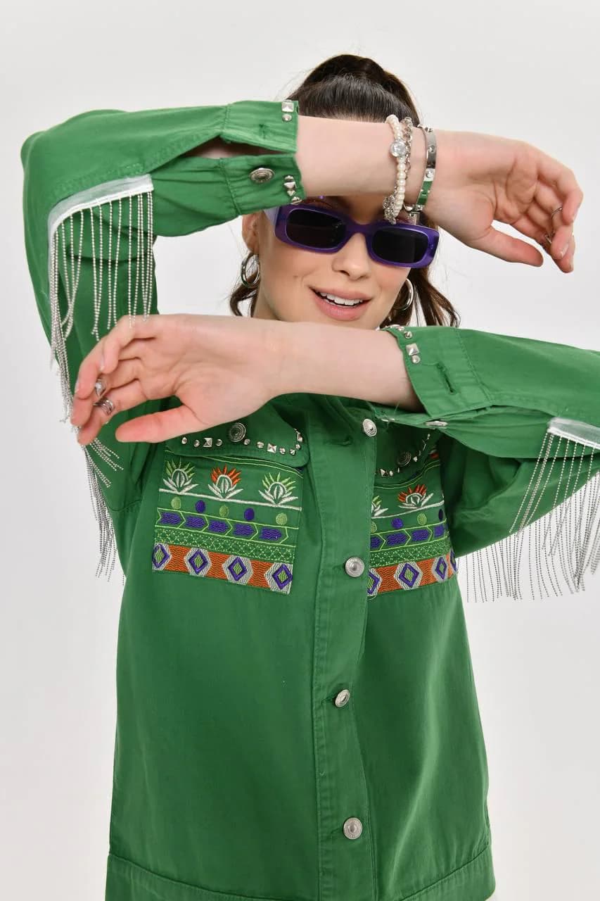 Embroidered Cotton Fringe Jacket | Sparkling Boho Festival Coat