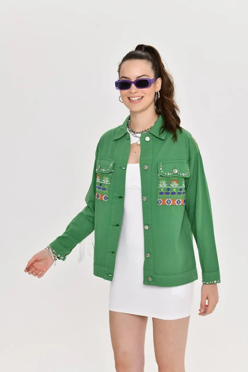 Embroidered Cotton Fringe Jacket | Sparkling Boho Festival Coat - image 2