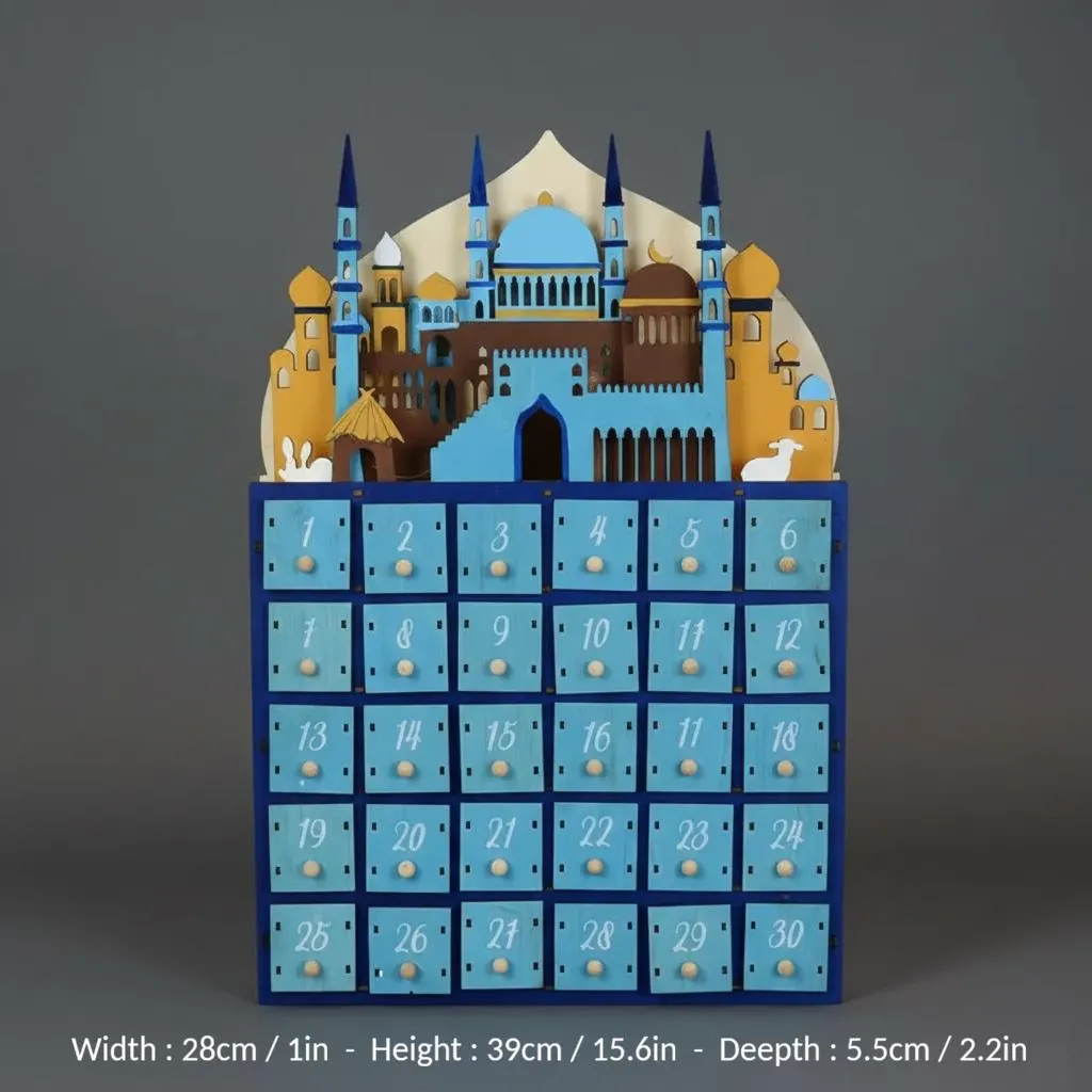 Ramadan Calendar Wooden LED Advent Countdown for Eid Bedside Decor, Religious Gift for Muslims - image 4