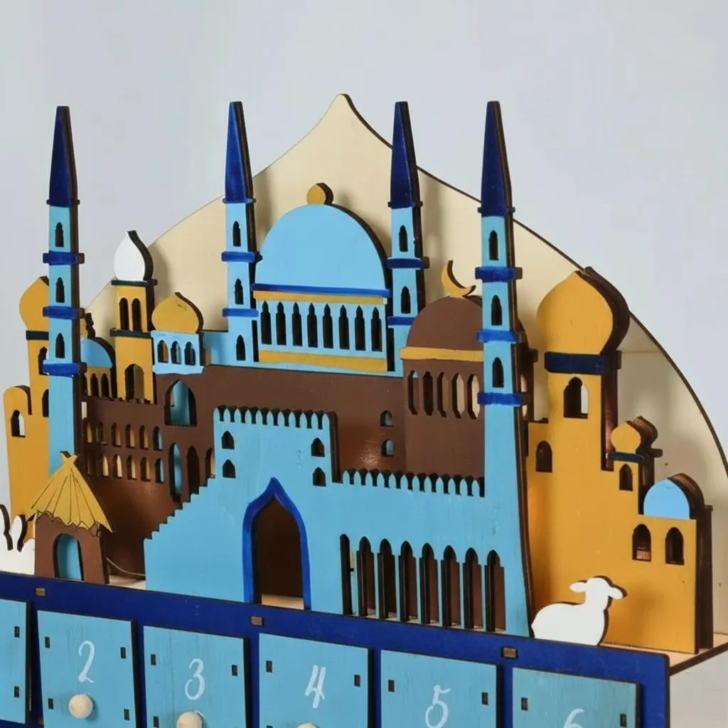 Ramadan Calendar Wooden LED Advent Countdown for Eid Bedside Decor, Religious Gift for Muslims - image 3