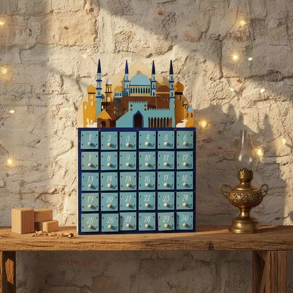 Ramadan Calendar Wooden LED Advent Countdown for Eid Bedside Decor, Religious Gift for Muslims - image 2