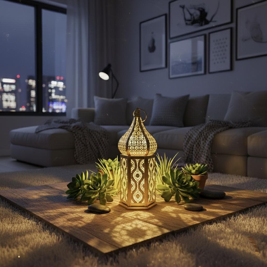 Moroccan Golden Lantern Ramadan Iron Decor — Elegant Hollow Design for Eid and Home Celebrations - image 5