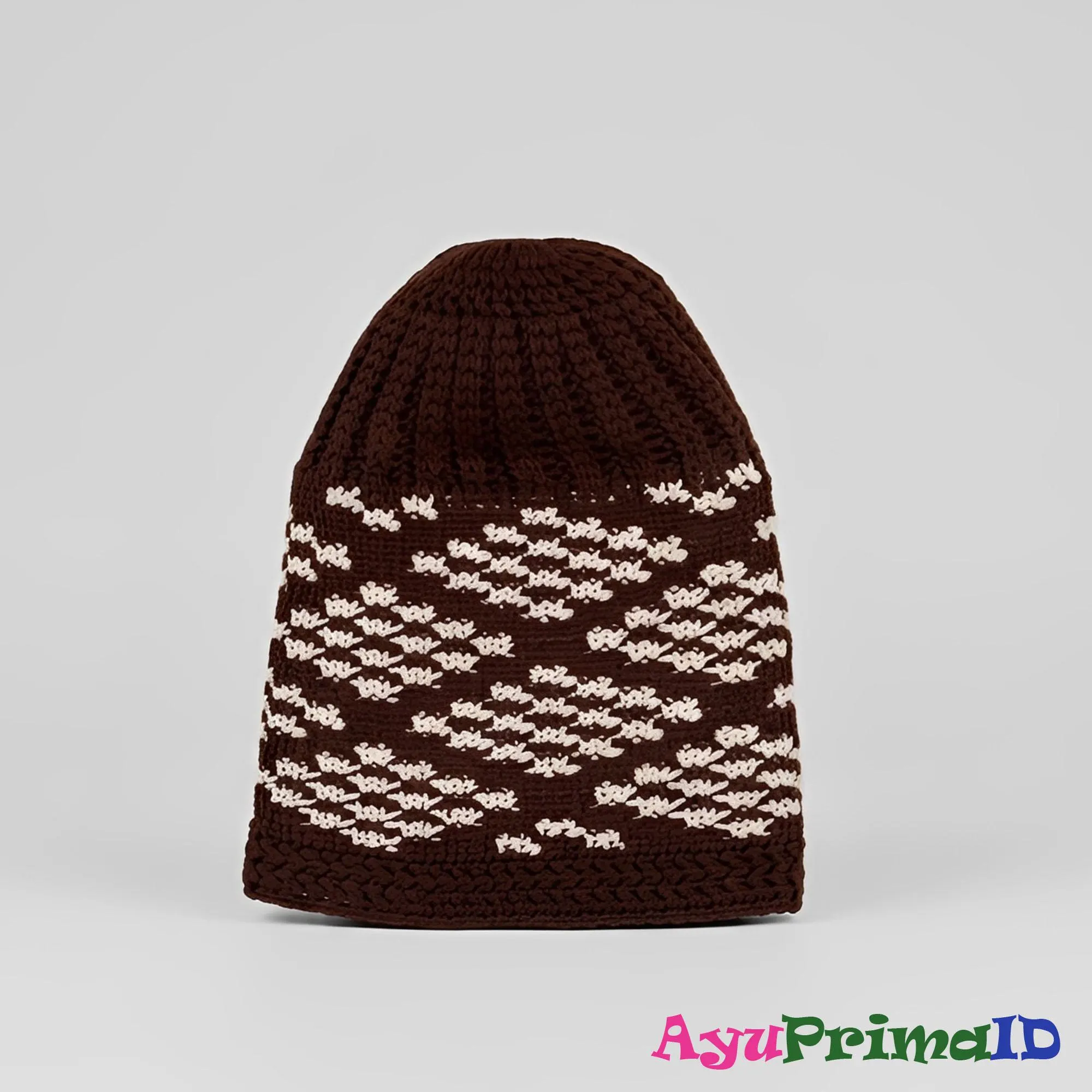 Chevron Knit Peci for Boys Casual Jeans Style Prayer Cap Soft Handmade Crochet Beanie