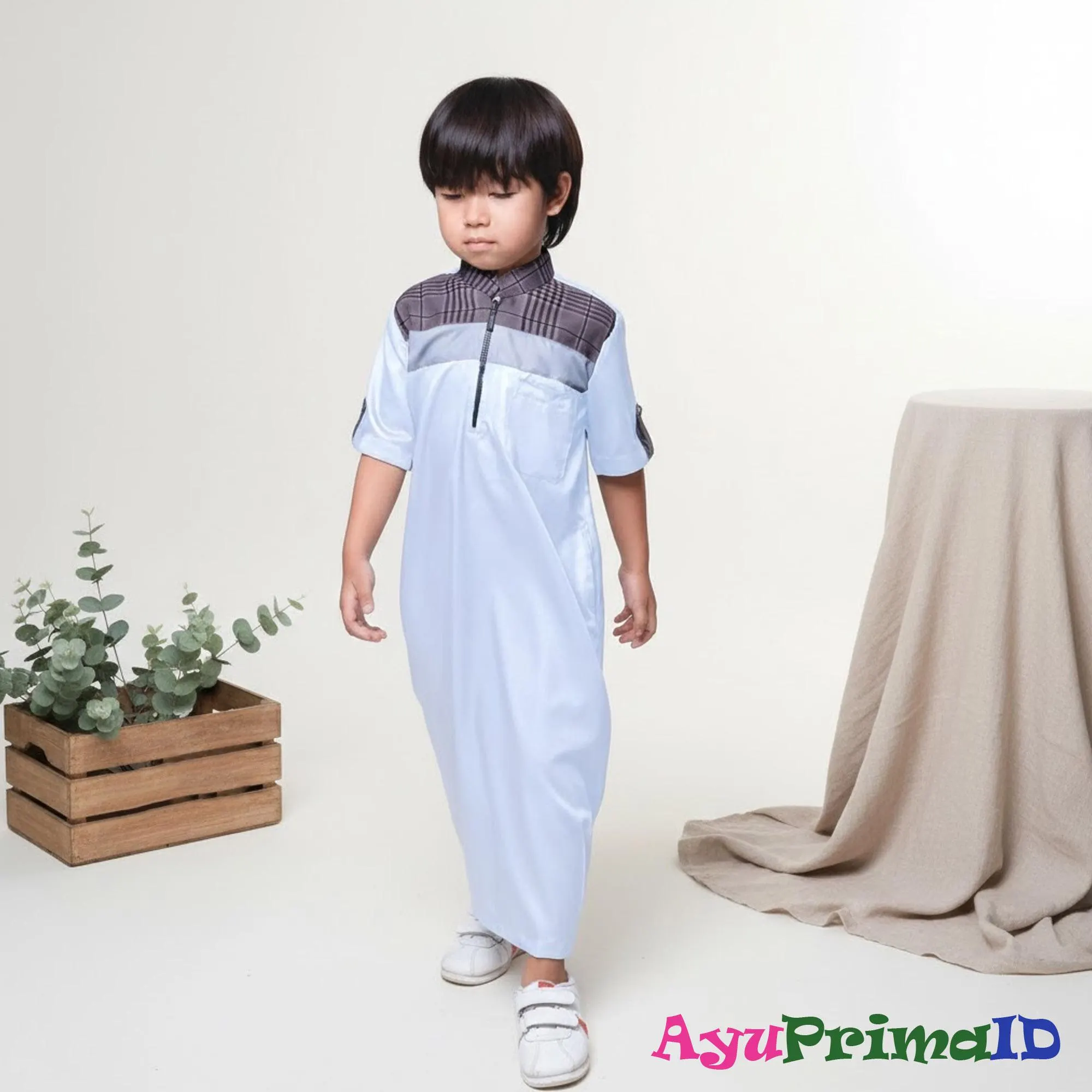Boys Thobe Cotton Kids Islamic Jubba 1-14 Years, Short Sleeve Modest Robe