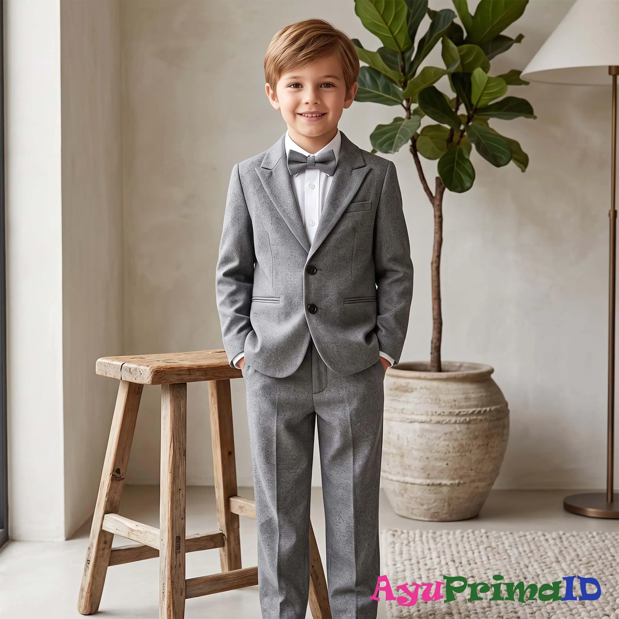 Boys 4Piece Formal Suit Set Kids Blazer Wedding Page Boy Outfit